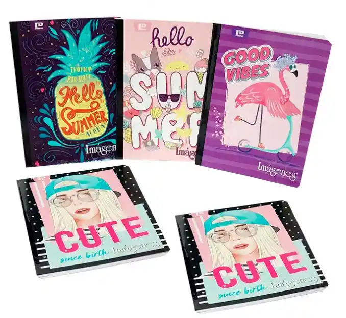 Cuaderno Cosido Grande Femenino, 50h Cuadriculado