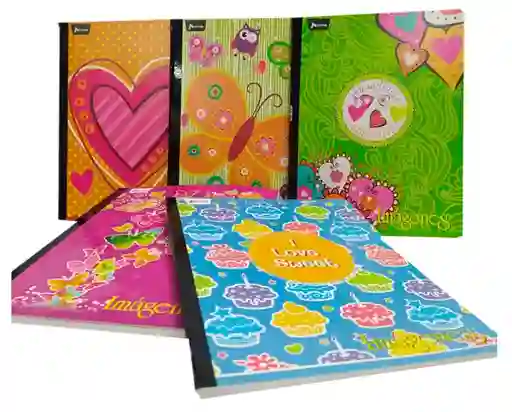 Cuaderno Cosido Grande Femenino, 50h Linea Corriente