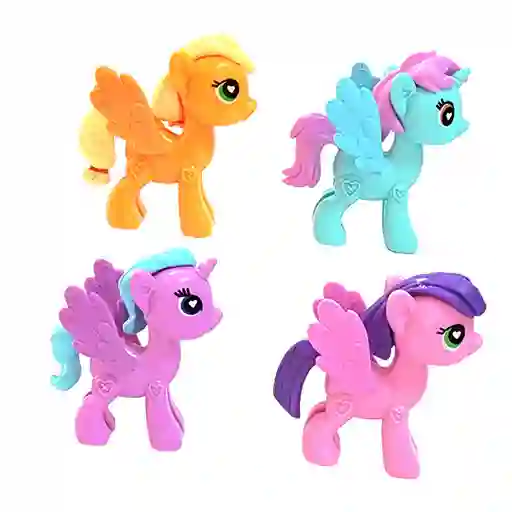 Unicornio Pony Coleccion Juguete X 4 Unidades + Stickers