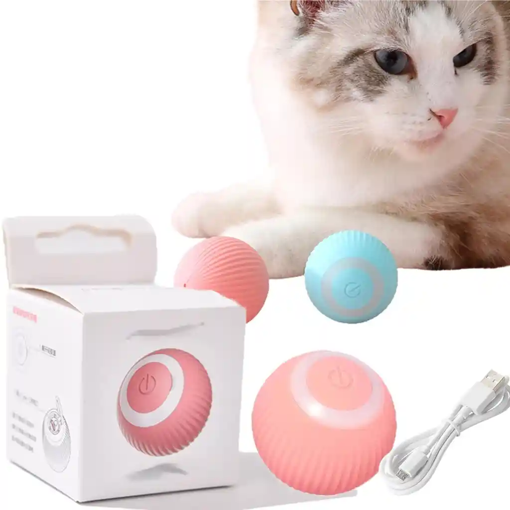 Pelota Inteligente Para Gatos Perros Recargable Usb C Rosa