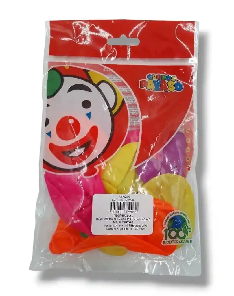 Globo Payaso R12 X12 Neon Colores Surtidos