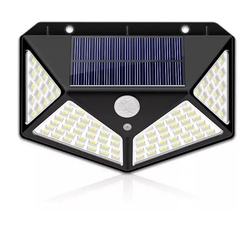 Lampara De Panel Solar Para Exteriores De 100 Led Y Sensor