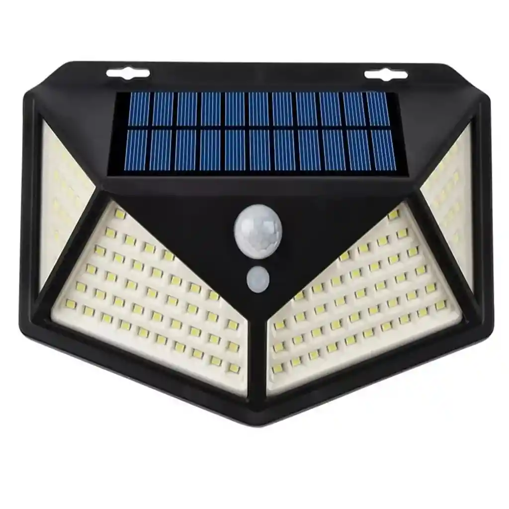 Lampara De Panel Solar Para Exteriores De 100 Led Y Sensor