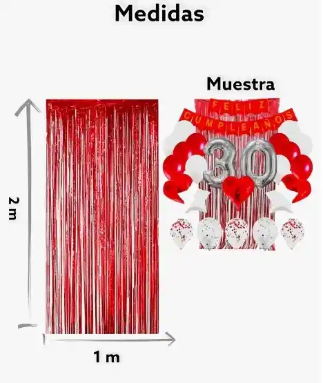Cortina Decorativa Para Fiestas Metalizada Lisa Color Rojo