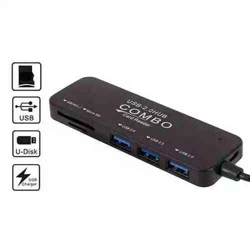 Adaptador Usb 2 En 1 Con Hub De 3 Puertos/ 2.0