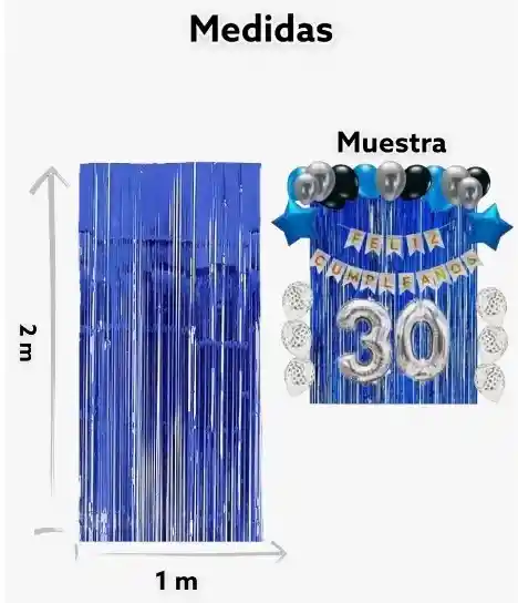 Cortina Decorativa Para Fiestas Metalizada Lisa Color Azul