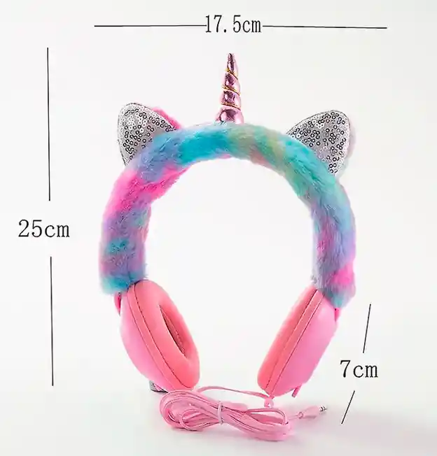 Audifonos, Diadema De Unicornio En Peluche Rosado - Bluetooth