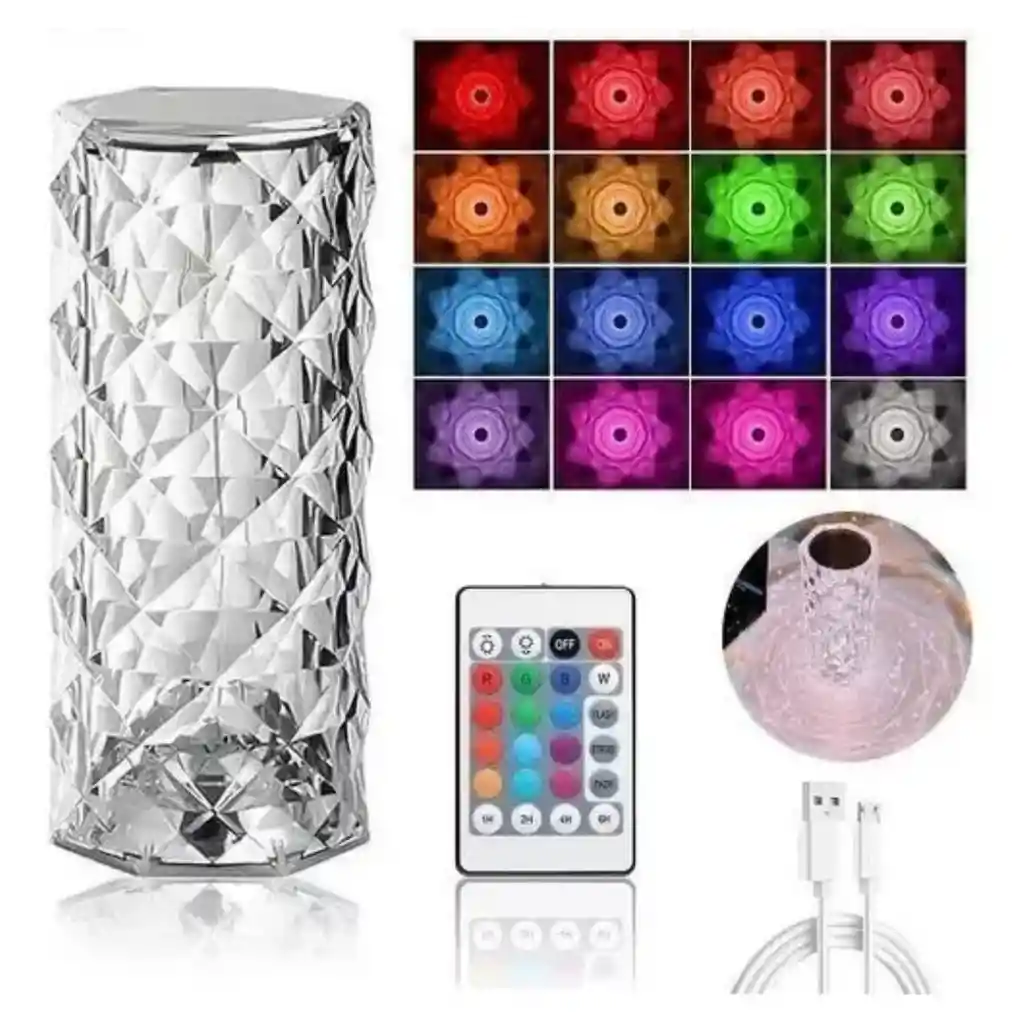 Lámpara Led Táctil, Lámpara De Cristal Usb Con 16 Controles De Color, 110 V/220 V