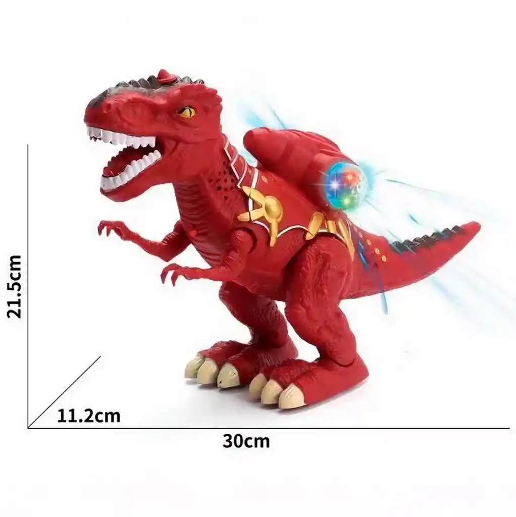 Tiranosaurio Rex Rojo Vapor Luces Juguete Niños + Baterias