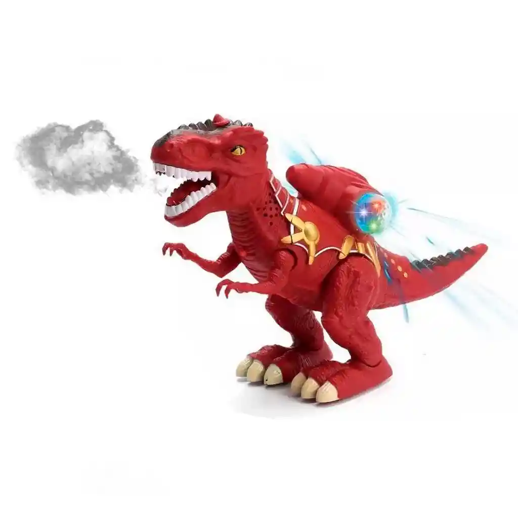 Tiranosaurio Rex Rojo Vapor Luces Juguete Niños + Baterias