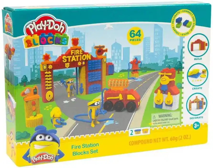 Juego Construcción Estación Bomberos Bloques Play-doh Niños