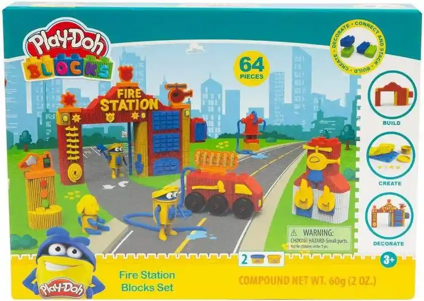 Juego Construcción Estación Bomberos Bloques Play-doh Niños