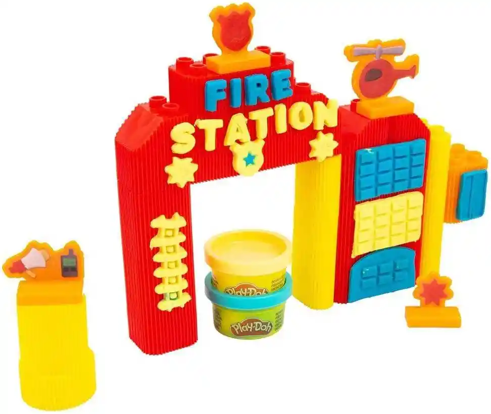 Juego Construcción Estación Bomberos Bloques Play-doh Niños