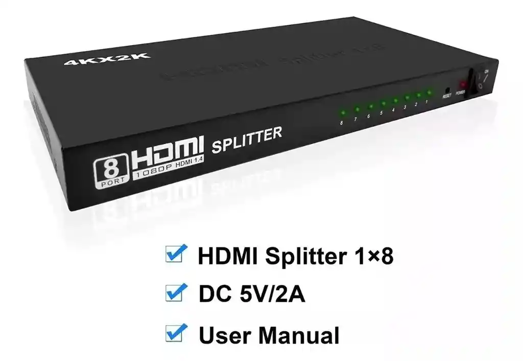 Splitter Hdmi 1x8 Salidas 1080p 2k4k Amplificador C/fuente