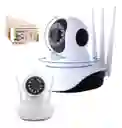 Cámara De Seguridad Robótica Wifi 3 Antenas Visión Nocturna Color Blanco