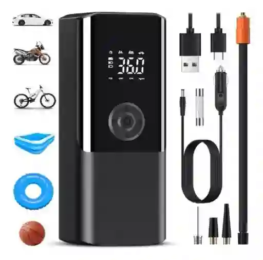Compresor Aire Digital Con Power Bank Y Linterna Inalámbrico