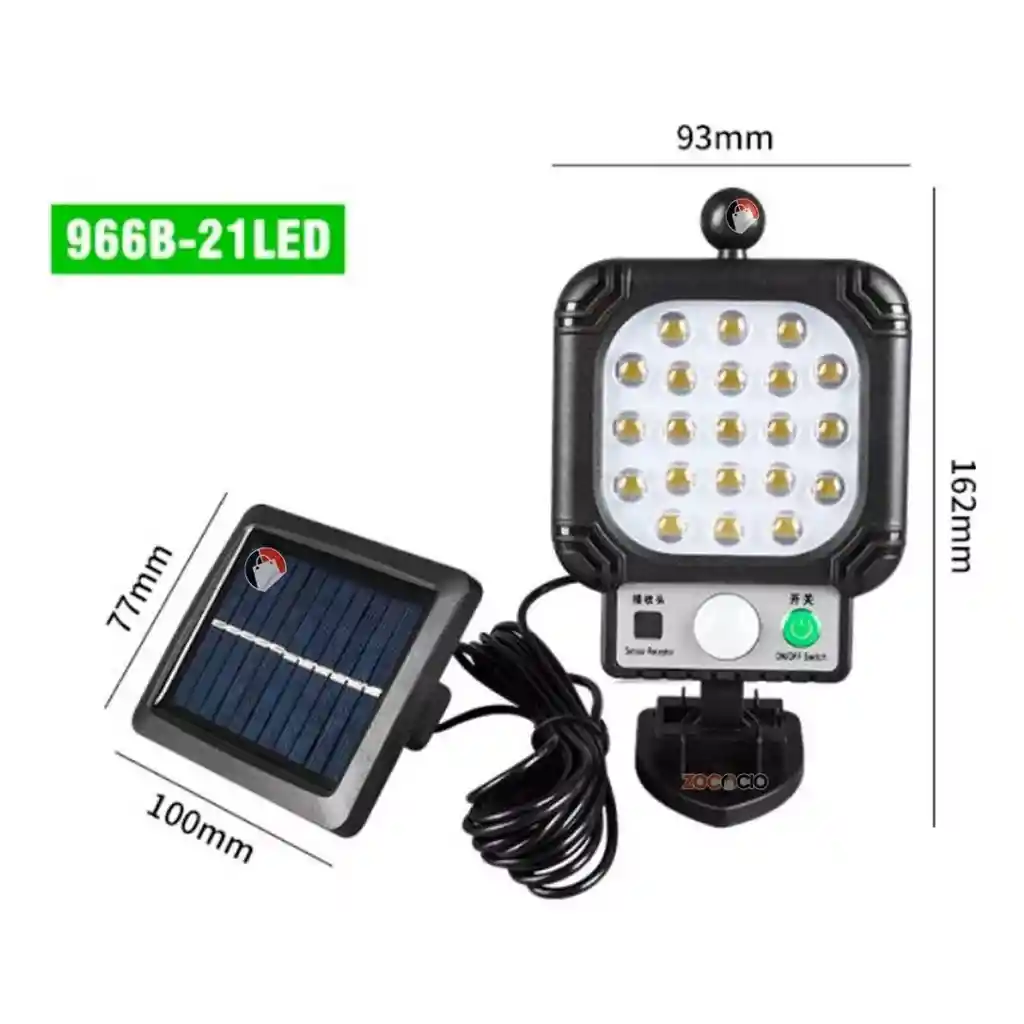 Lampara Solar 21 Led, 3 Metros De Cable