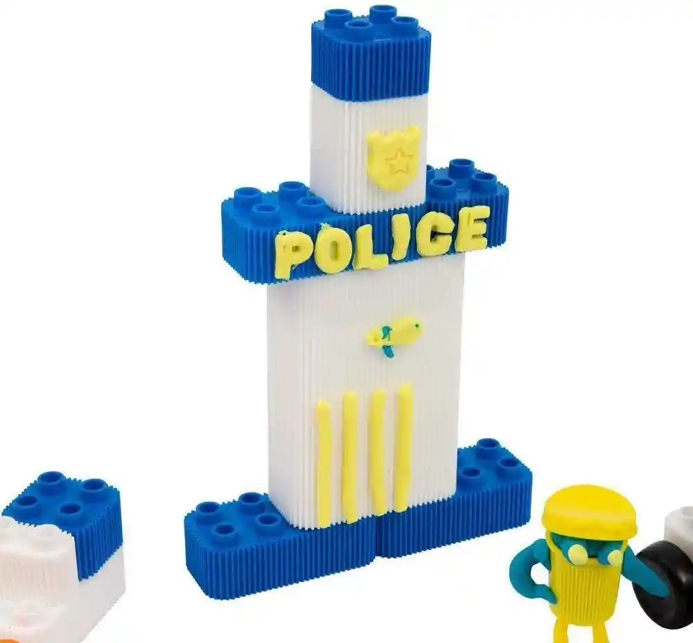 Juego Construcción Estación Policía Bloques Play-doh Niños