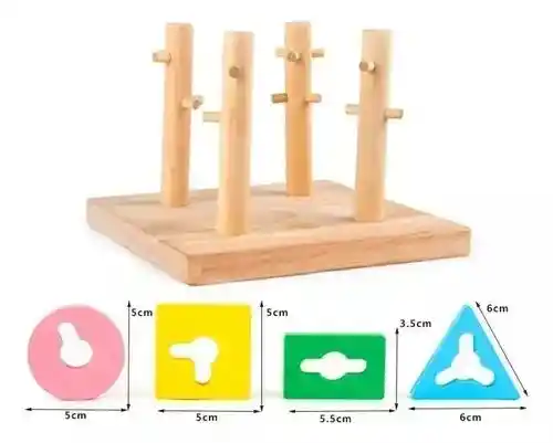 Juego Didáctico Encajable De Figuras Geométricas Montessori Multicolor