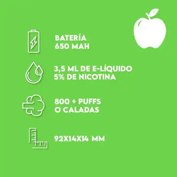 Vaporizador Glucloud Large Sour Apple (manzana Verde)
