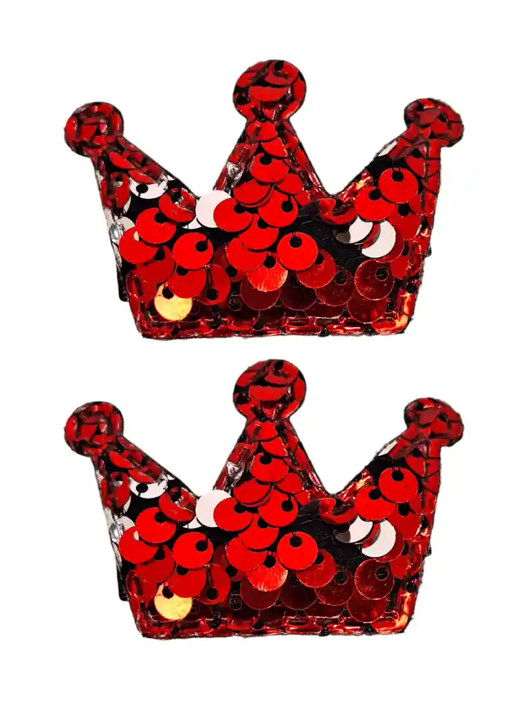 Set De Pinzas Diseño Corona Roja Con Lentejuelas