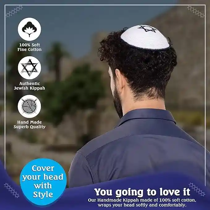 Kipá Judía X2 Made In Israel Hecha A Mano Estrella De David Kipa Gorra Pañoleta