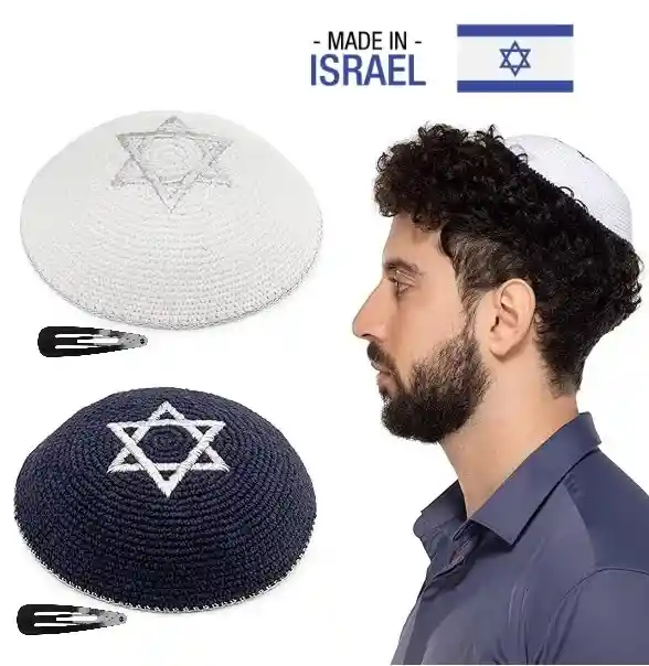 Kipá Judía X2 Made In Israel Hecha A Mano Estrella De David Kipa Gorra Pañoleta