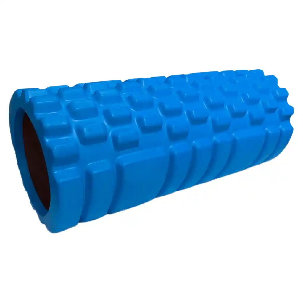 Rodillo Foam Roller 33cm Espuma Yoga Masajeador Grabado Azul Rey