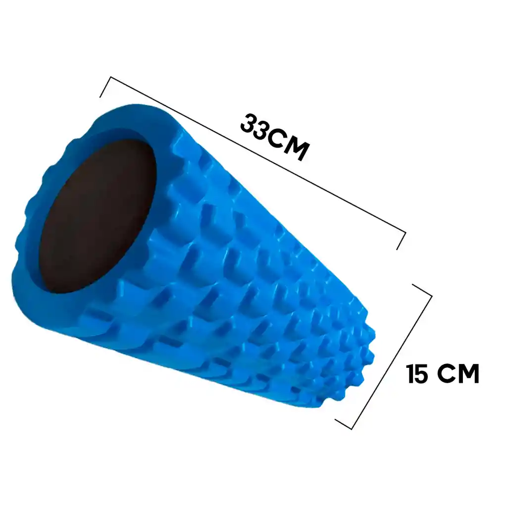 Rodillo Foam Roller 33cm Espuma Yoga Masajeador Grabado Azul Rey