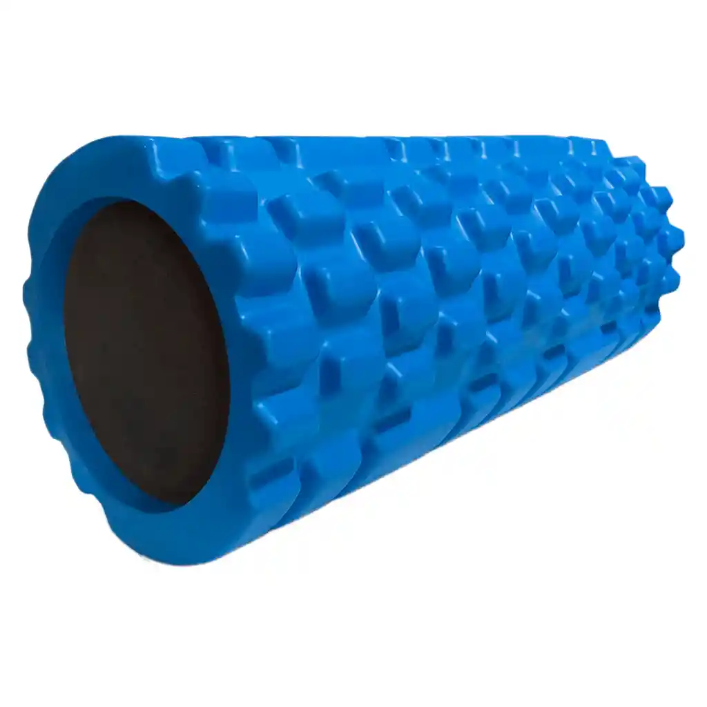 Rodillo Foam Roller 33cm Espuma Yoga Masajeador Grabado Azul Rey