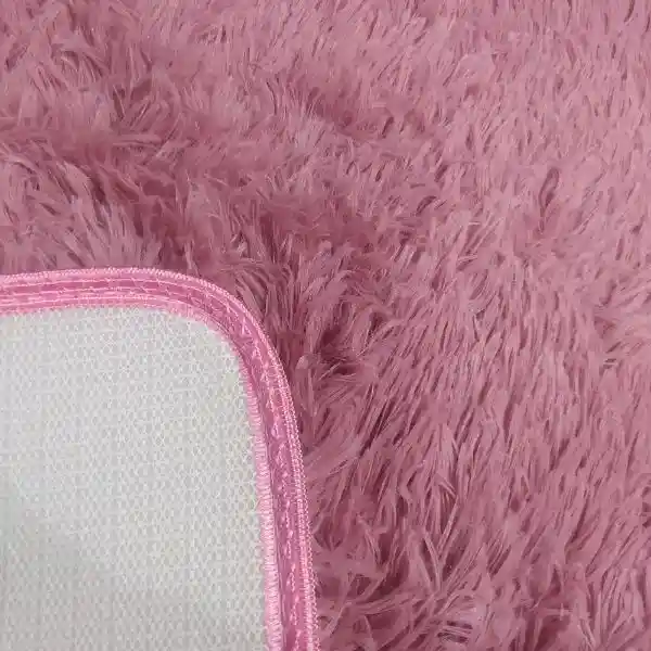 Tapetes Pie De Cama Peludos Antideslizante Rosa 50*80 Cms