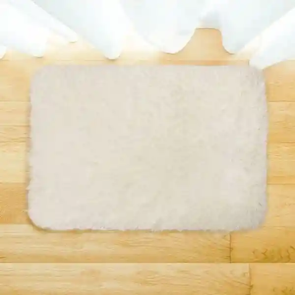Tapetes Pie De Cama Peludos Antideslizante Blanco Marfil 50*80 Cms