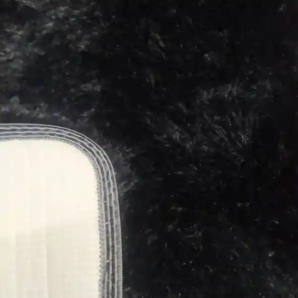 Tapetes Pie De Cama Peludos Antideslizante Negro 50 X 80 Cms