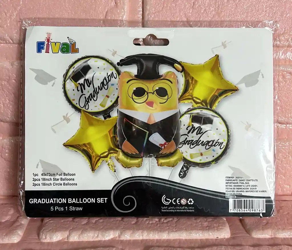 Bouquet De Globos Buho Grado X5 Piezas
