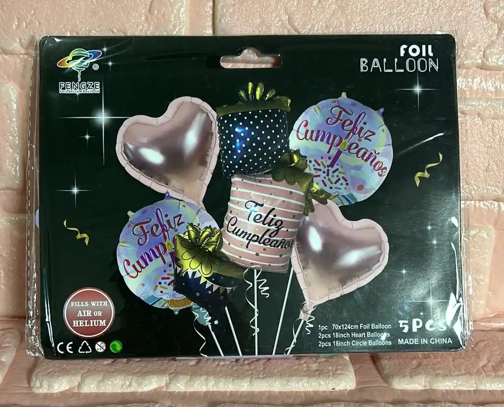 Bouquet De Globos Regalos Feliz Cumpleaños X5 Piezas