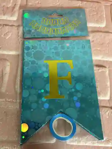 Letrero Feliz Cumpleaños Azul Claro Bolas / Banderin Feliz Cumpleaños