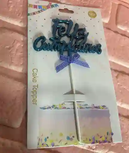 Topper / Toppers Feliz Cumpleaños Metalizado Azul