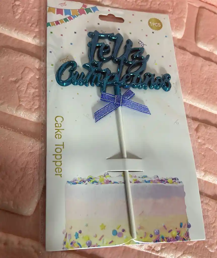 Topper / Toppers Feliz Cumpleaños Metalizado Azul