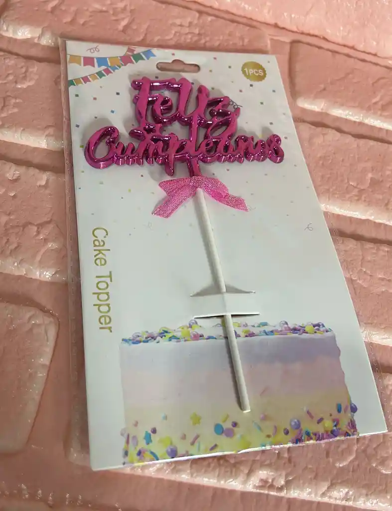 Topper / Toppers Feliz Cumpleaños Metalizado Fucsia