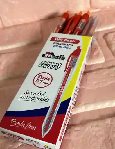 Lapicero Semigel Rojo Offi-esco Retractil Cajax12