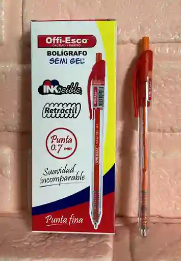 Lapicero Semigel Rojo Offi-esco Retractil Unidad