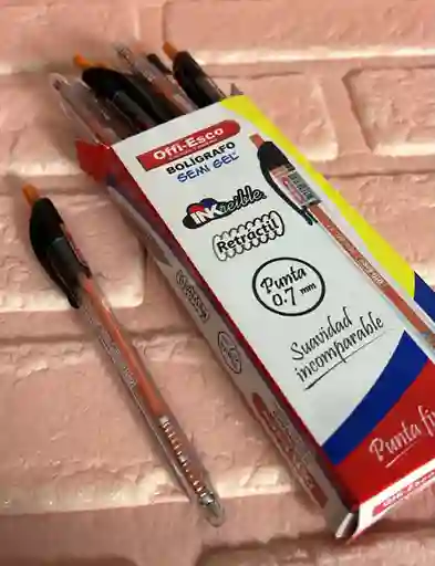 Lapicero Semigel Negro Offi-esco Retractil Cajax12