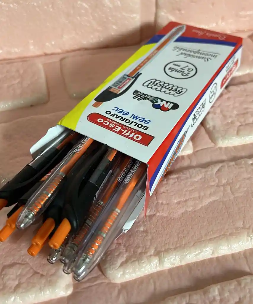 Lapicero Semigel Negro Offi-esco Retractil Cajax12