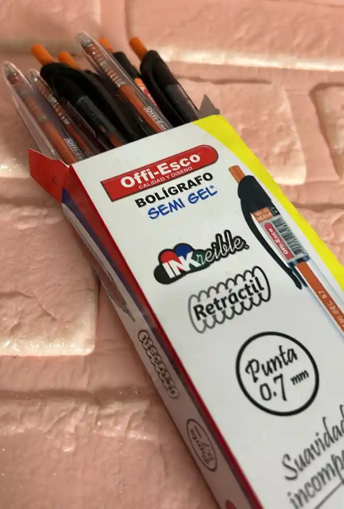 Lapicero Semigel Negro Offi-esco Retractil Cajax12