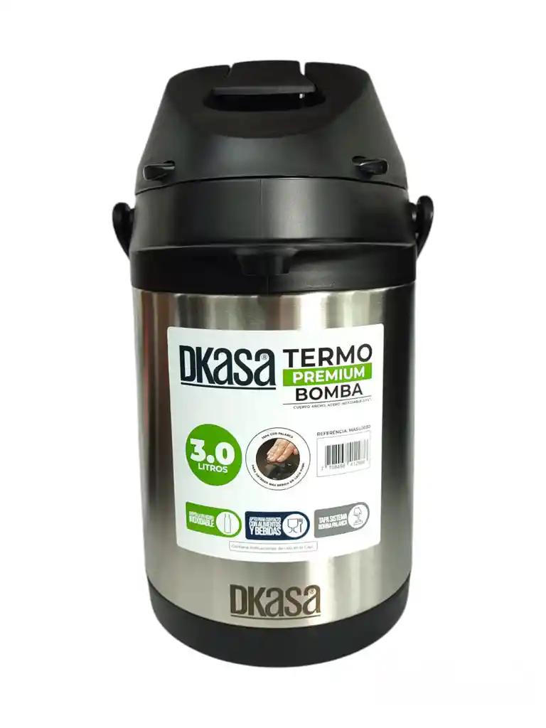 Termo Tipo Bomba Acero Inoxidable Dkasa 3 Litros Plateado