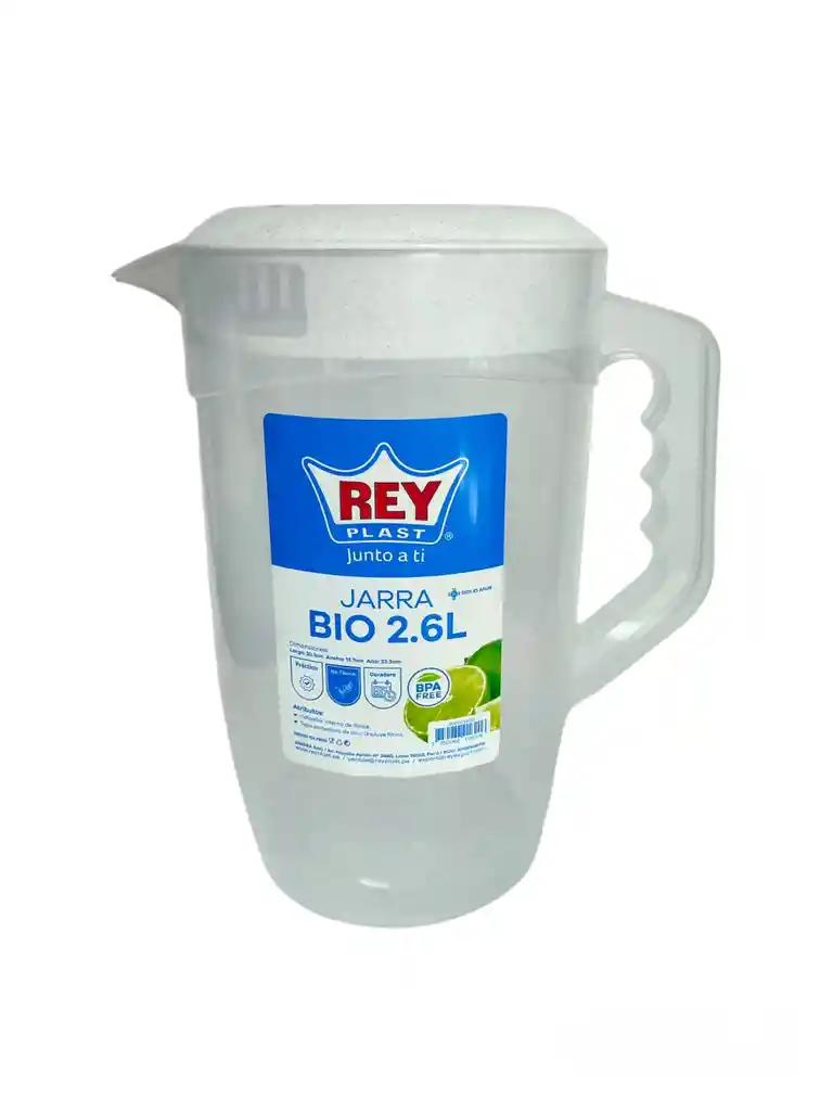 Jarra Bio Plastica Capacidad 2,6 Litros Rey Plast