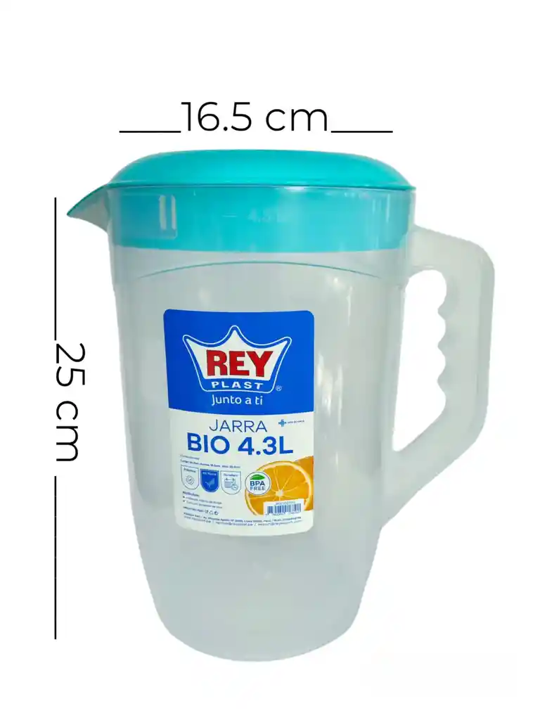 Jarra Bio Plastica Capacidad 4,3 Litros Rey Plast