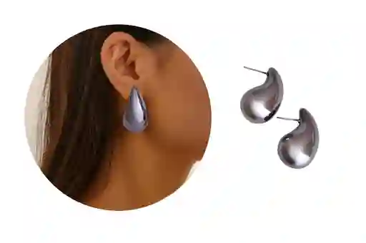 Aretes Gota Grande Gris Humo Chunky