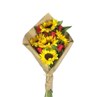 Bouquet De Girasoles Con Rosas