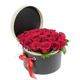 Caja Redonda De Rosas Rojas